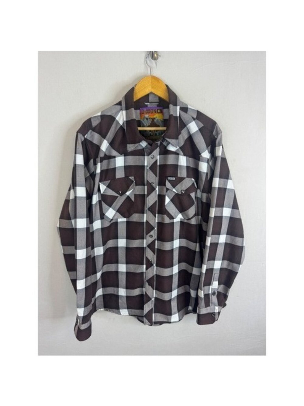 Dixxon Flannel Co Roughrider Brown Plaid D-Tech Western Snap Shirt XL
